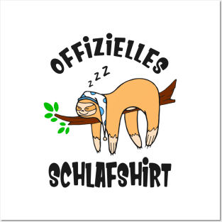 Lustiges Faultier Langschläfer Schlafshirt Pyjama Posters and Art